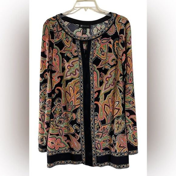 INC International Concepts M Women’s Paisley Multicolored Tunic Blouse w/Studs - Picture 1 of 4